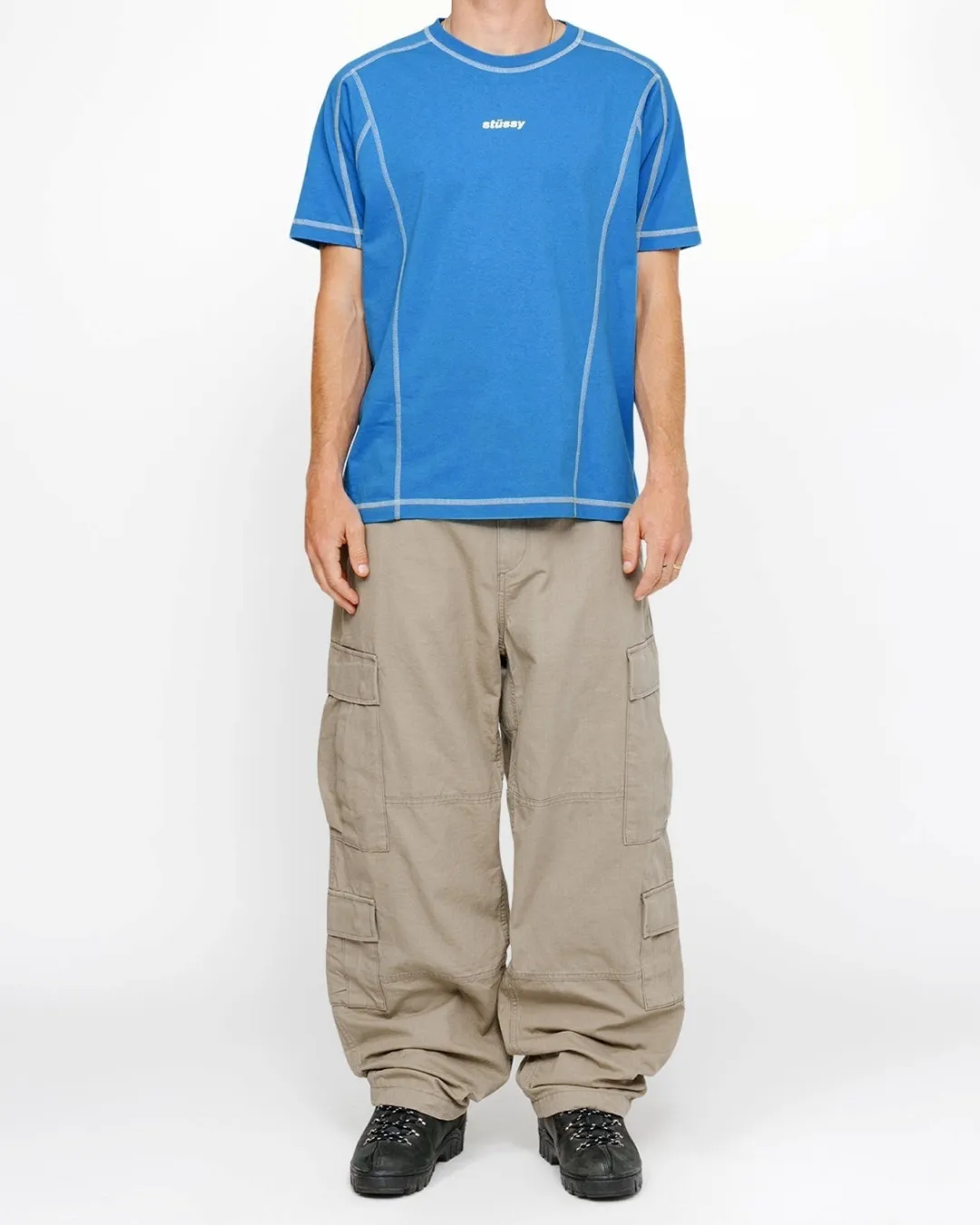 Stussy Wave Cotton Crew in Black T-Shirts