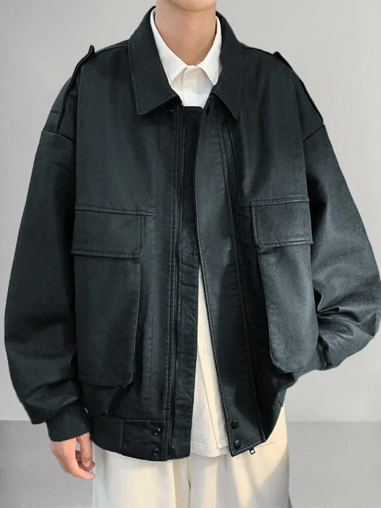 Stylish Loose Leather Jacket