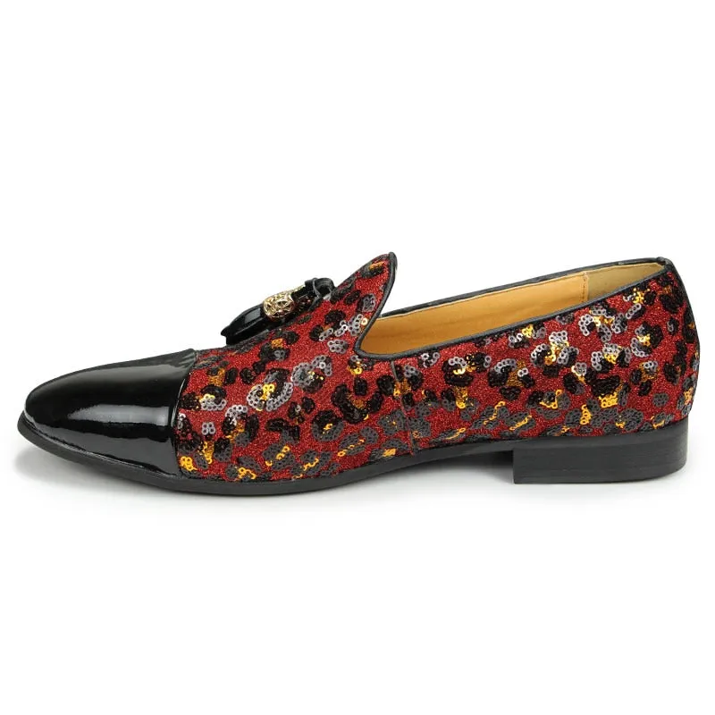 Stylish Mixed Color Leather Loafers