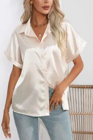 Stylish Short Sleeve Women's Collared Shirt | Fashion Relaxed Style