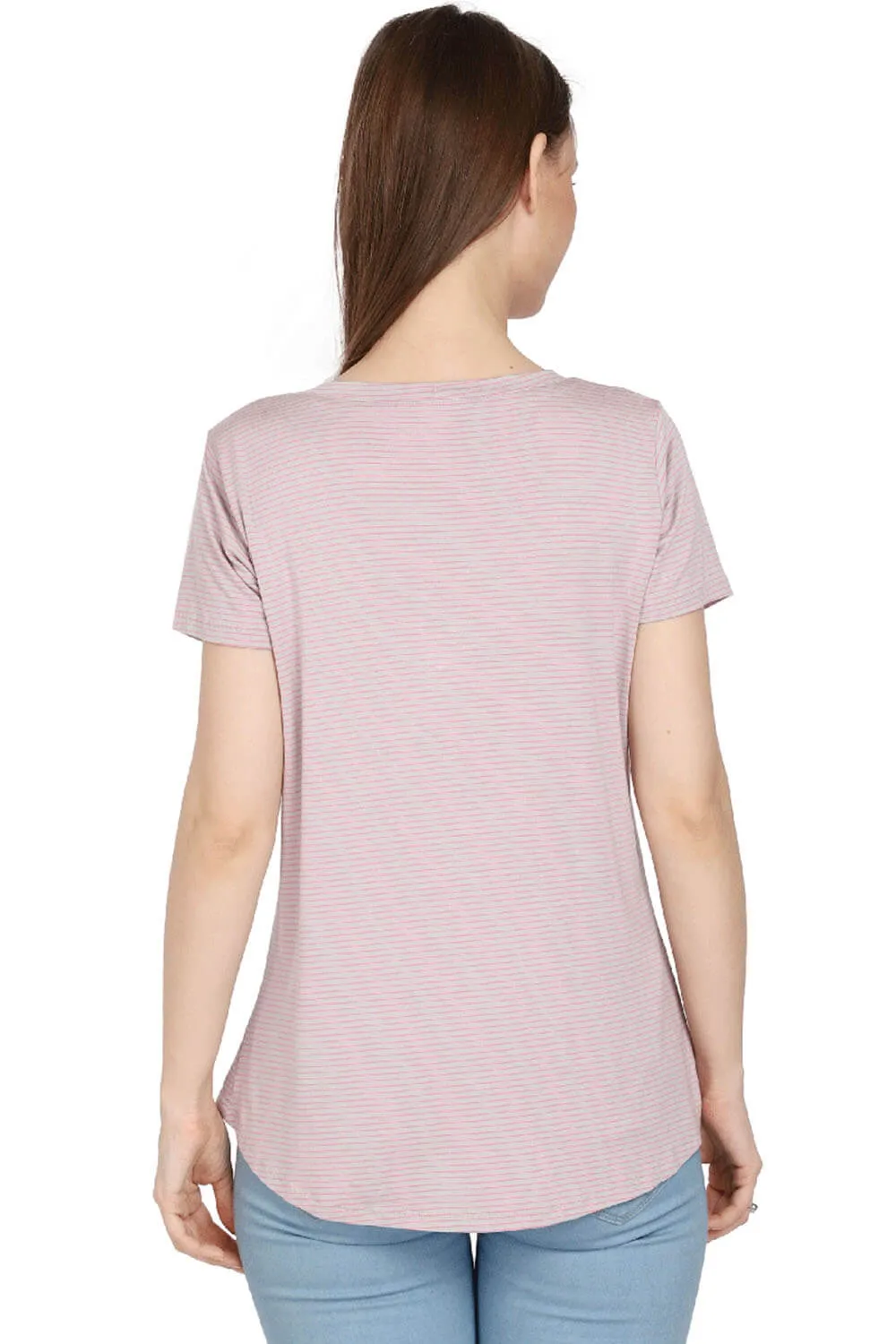 Stylish U-Neck Stripe Top
