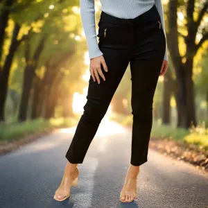 Suit Pant With Vertical Zip - Black