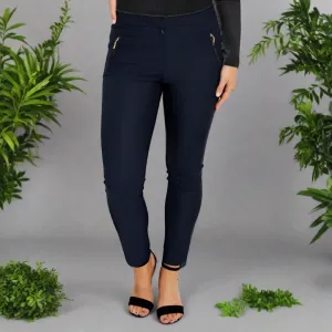 Suit Pant With Vertical Zip - Navy
