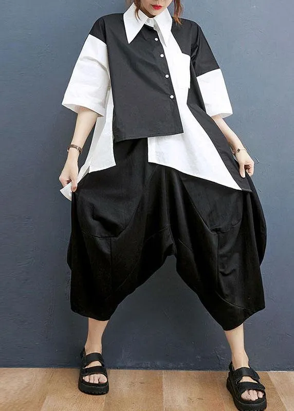 Summer Asymmetrical design Shirt Harlem Pants Two Piece Suit