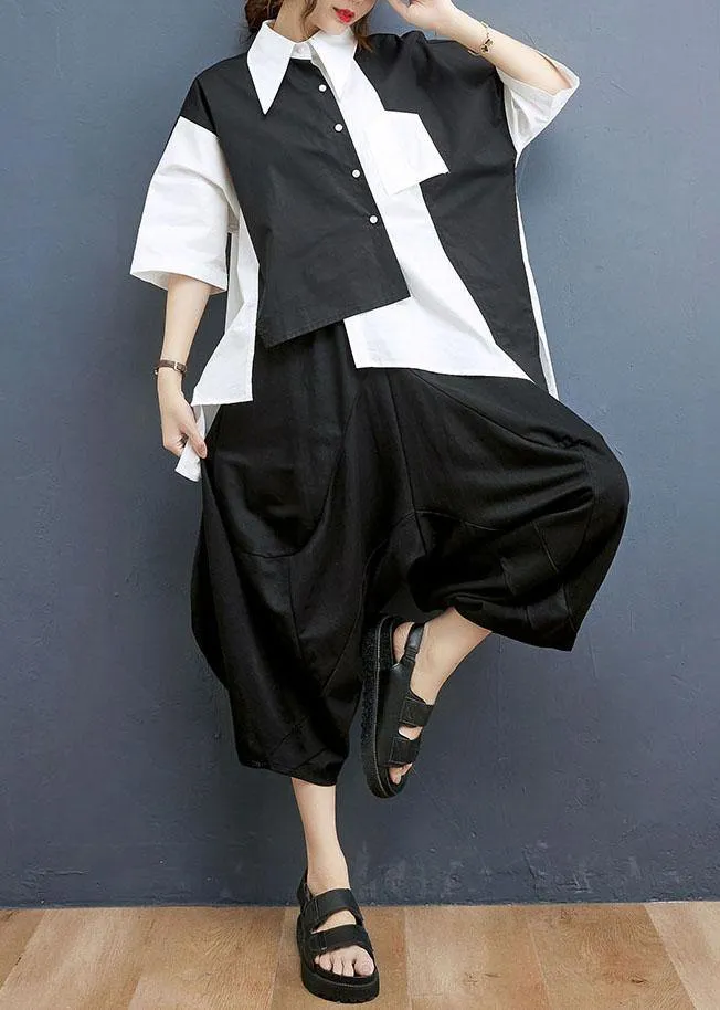 Summer Asymmetrical design Shirt Harlem Pants Two Piece Suit