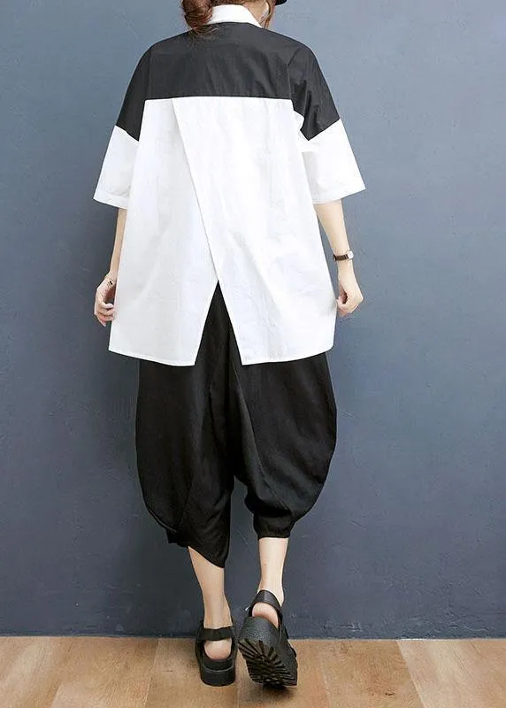 Summer Asymmetrical design Shirt Harlem Pants Two Piece Suit