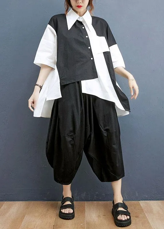 Summer Asymmetrical design Shirt Harlem Pants Two Piece Suit