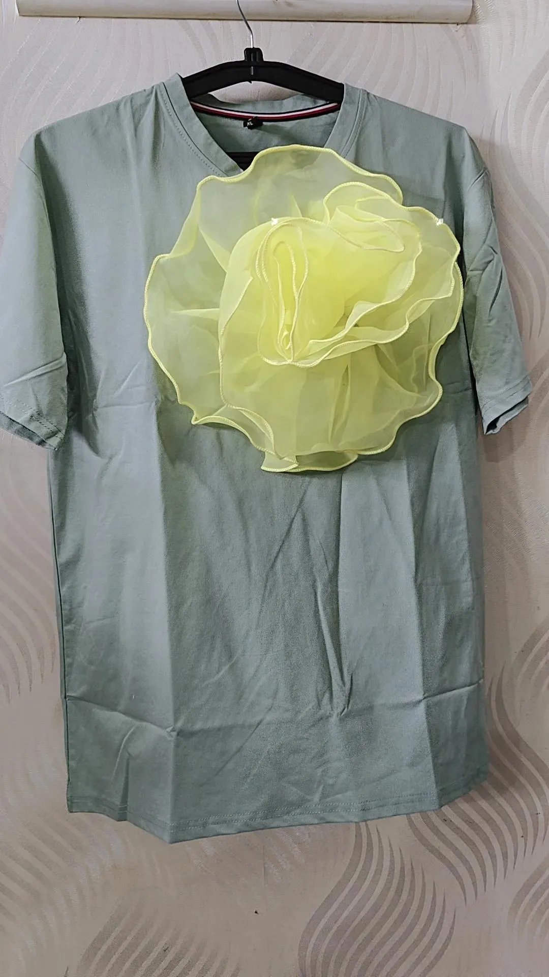 Summer cotton organza flower top
