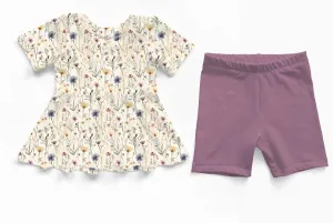 Summer Love Wild Meadows - Bamboo Short Sleeve & Shorts Peplum Set