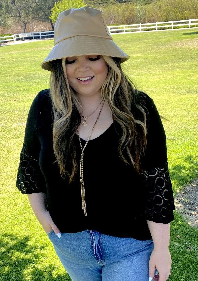 Sunset Leather Bucket Hat Womens