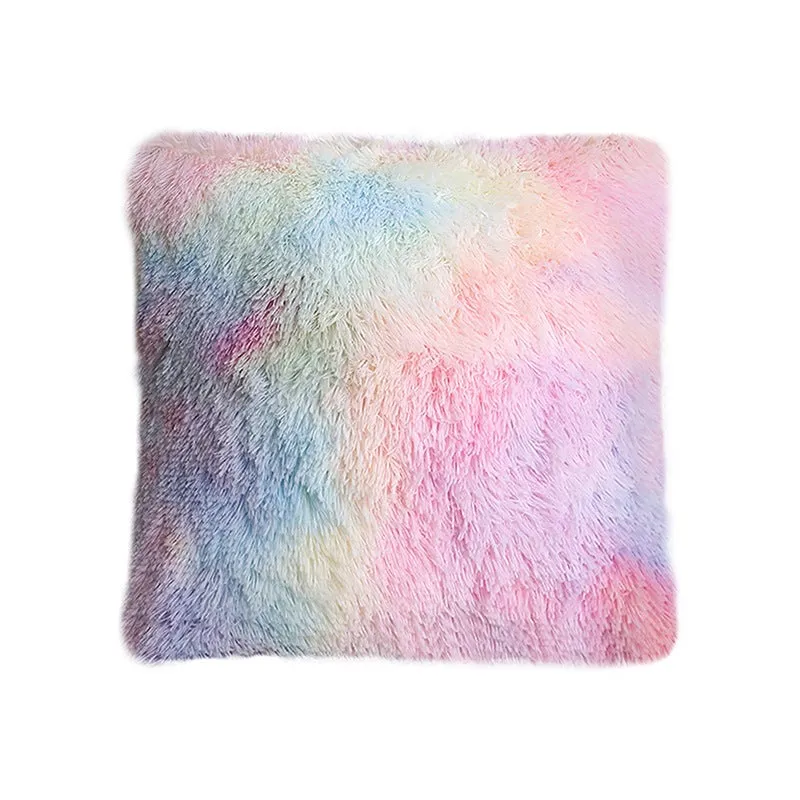 Super Soft Rainbow Fur Pillow Covers