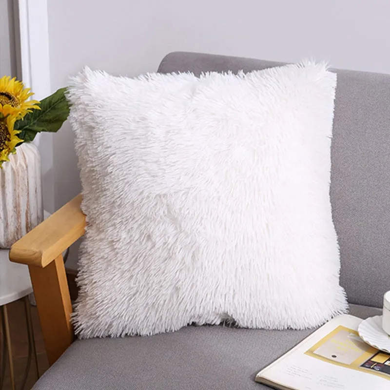 Super Soft Rainbow Fur Pillow Covers
