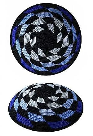 Supreme DMC Knit Kippot - Shades of Blue