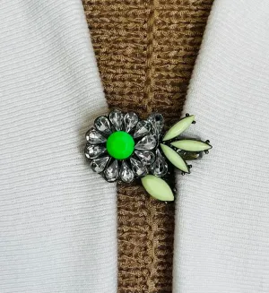 Sweater Clips Vintage Cardigan Clasp for Sweater Clip Flower Sweater Guard Retro Cinch Clip Floral Jewelry Gift for Mom Gift for Her
