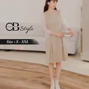 SWEETHEART TRANSPARENT RUFFLE SLEEVE CHIFFON DRESS