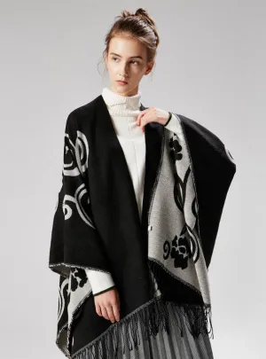 TAI CHI FLOWER FORK THICKENED CASHMERE CLOAK