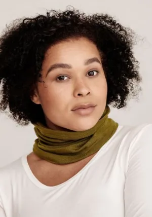 Tam Silk Merino Wool Tube Neck Warmer Green
