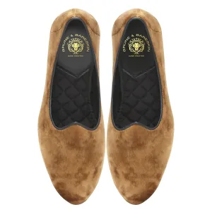 Tan Italian Velvet Jalsa Jutti By Brune & Bareskin