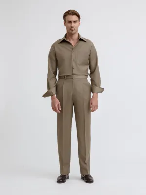 Taupe S130 Wool Oscar Trousers (Wide Fit)