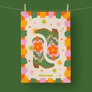 Tea Towel - Retro Cowgirl Boots
