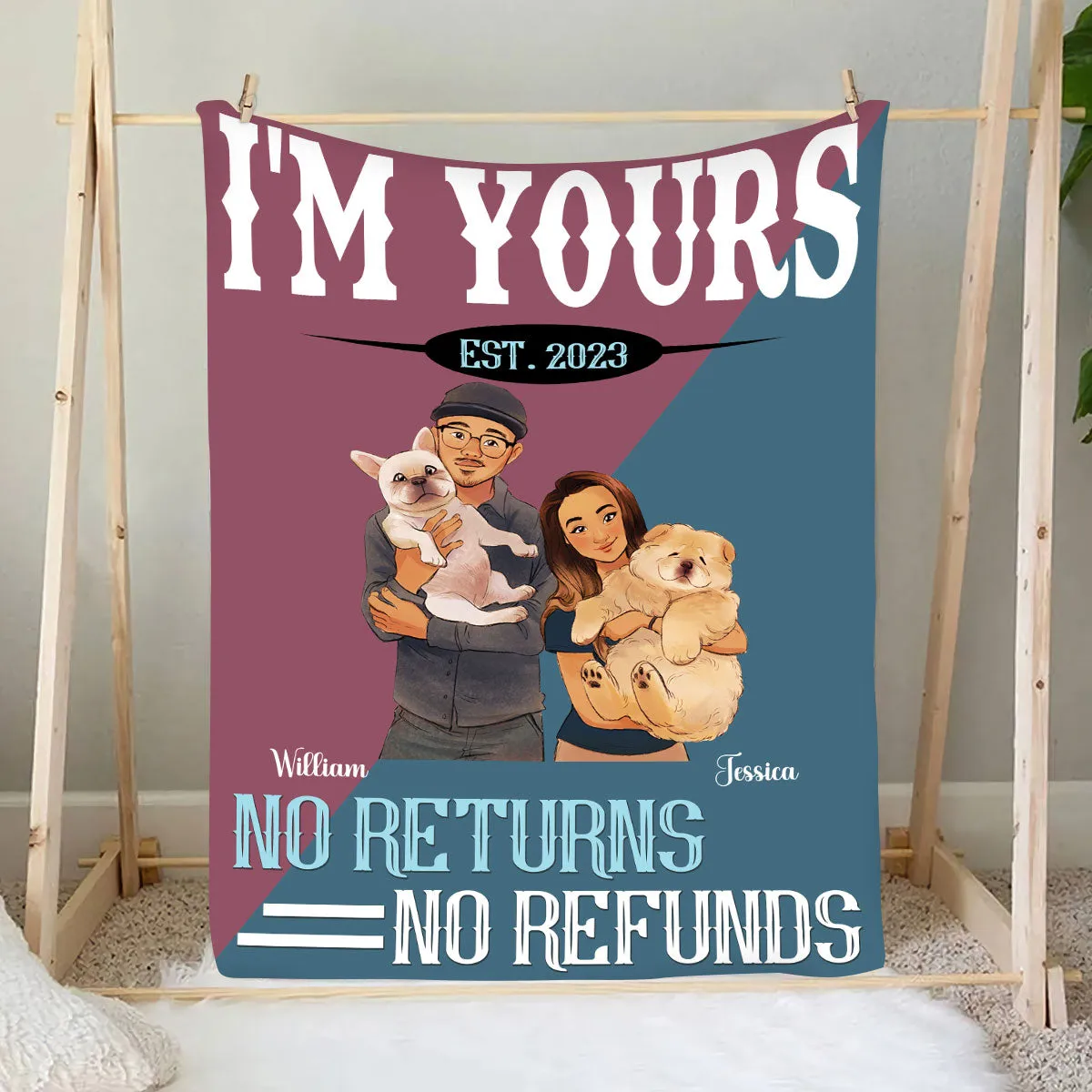 Teesdily | Personalized Sweet Valentines Printable Blanket I'M Yours No Returns Or Refund Travel Blanket Valentine Day Love Anniversary Gift For Lover