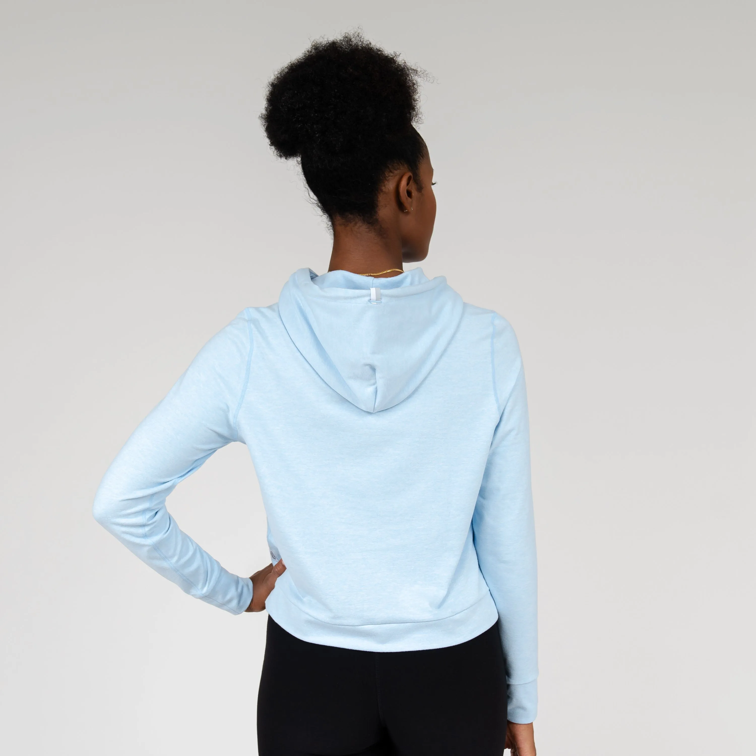 Tempo Performance Hoodie | Heather - Baby Blue/White