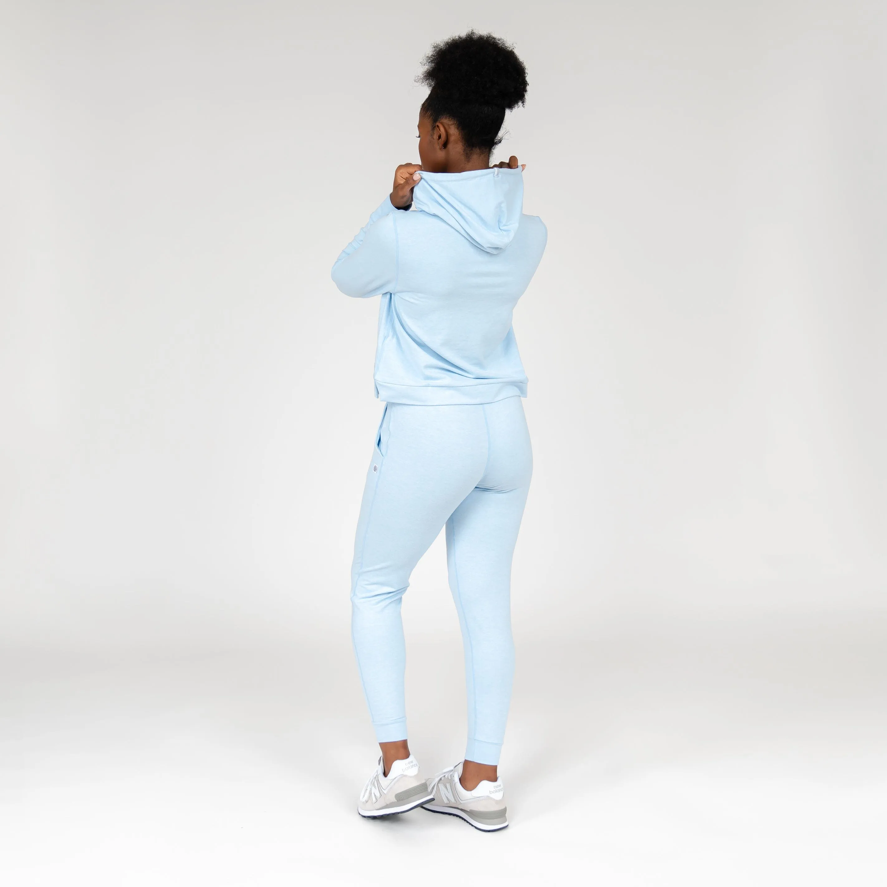 Tempo Performance Hoodie | Heather - Baby Blue/White