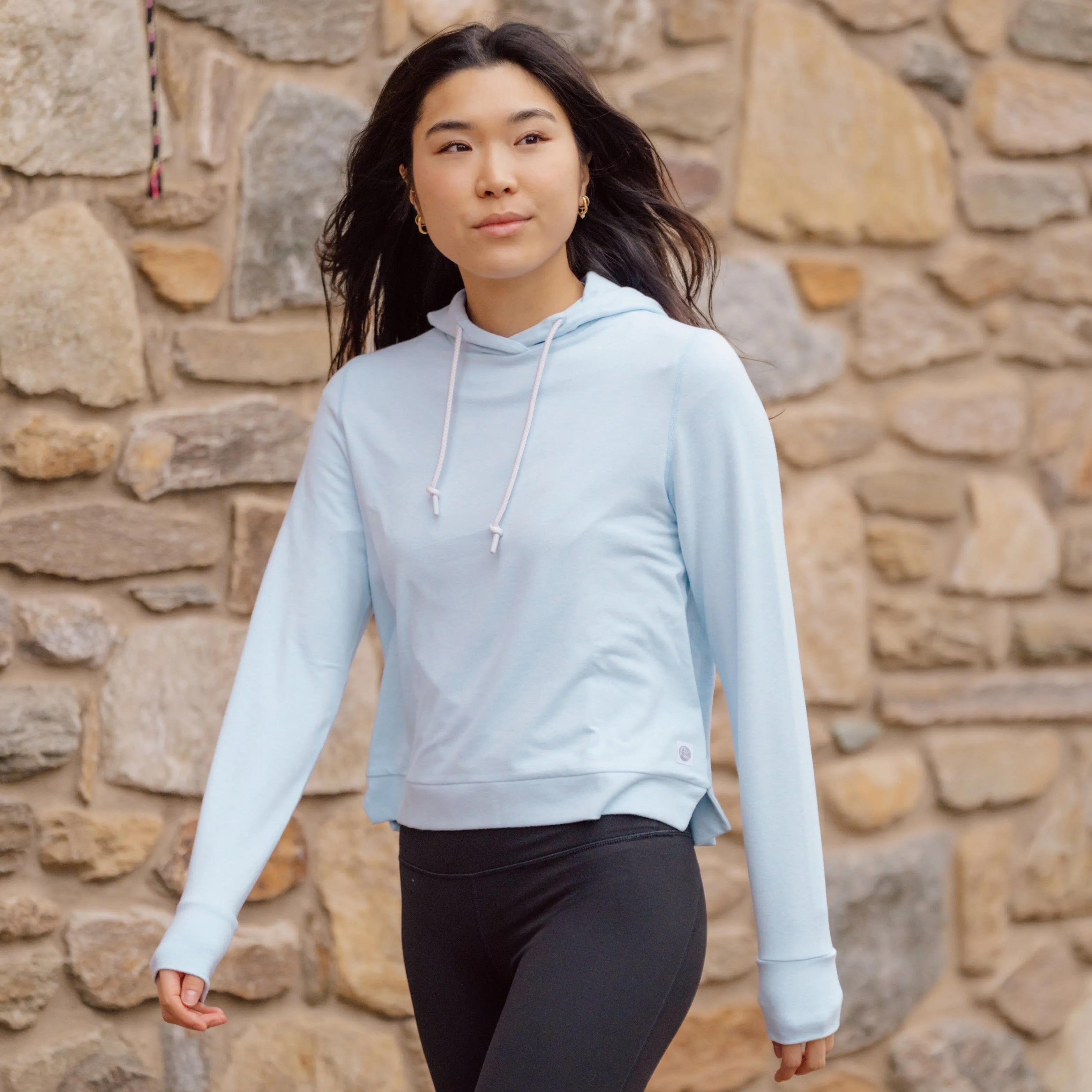 Tempo Performance Hoodie | Heather - Baby Blue/White