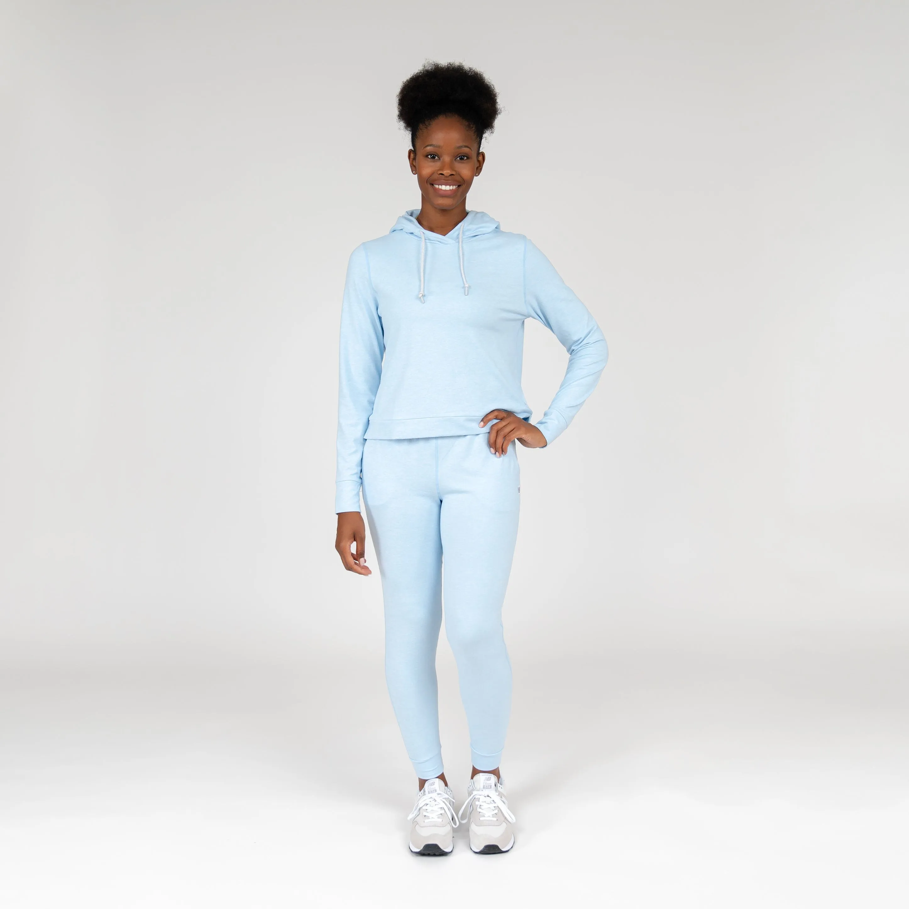 Tempo Performance Hoodie | Heather - Baby Blue/White