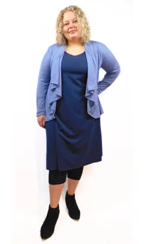 Tencel Merino Wool Fitted Short Cardigan Wrap - Heather Blue S-3XL