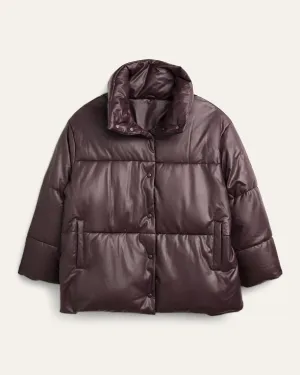 Terri Vegan Leather Puffer Jacket | Purple