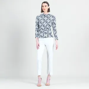 Textured Draped Neck Side Ruched Top - Circle Emblem - Final Sale!