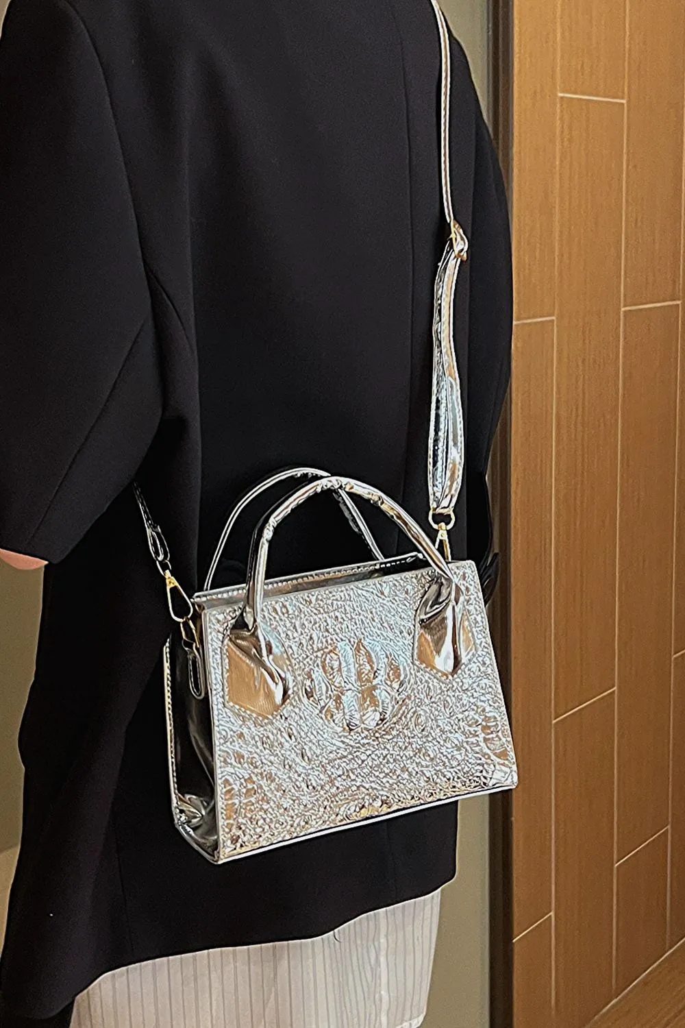Textured Faux Leather Crossbody Bag