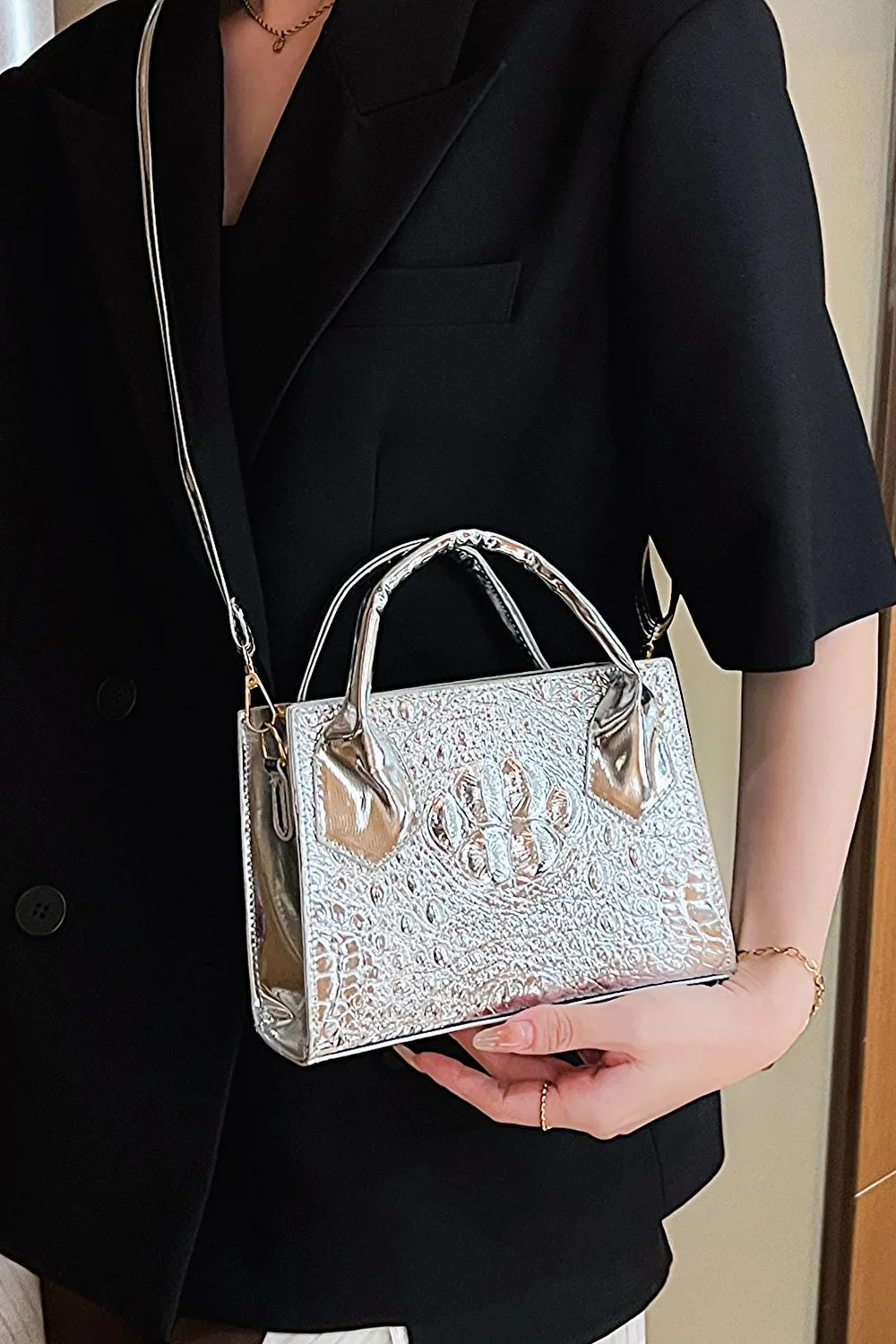 Textured Faux Leather Crossbody Bag