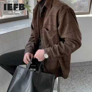 Thick Woolen Plaid Shirts - Men's Casual Loose Korean Trend - Long Sleeve Button Up Tops