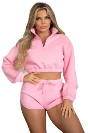 TIC TOC - Amilee - Cropped Pullover Half Zip Up Sweatshirt
