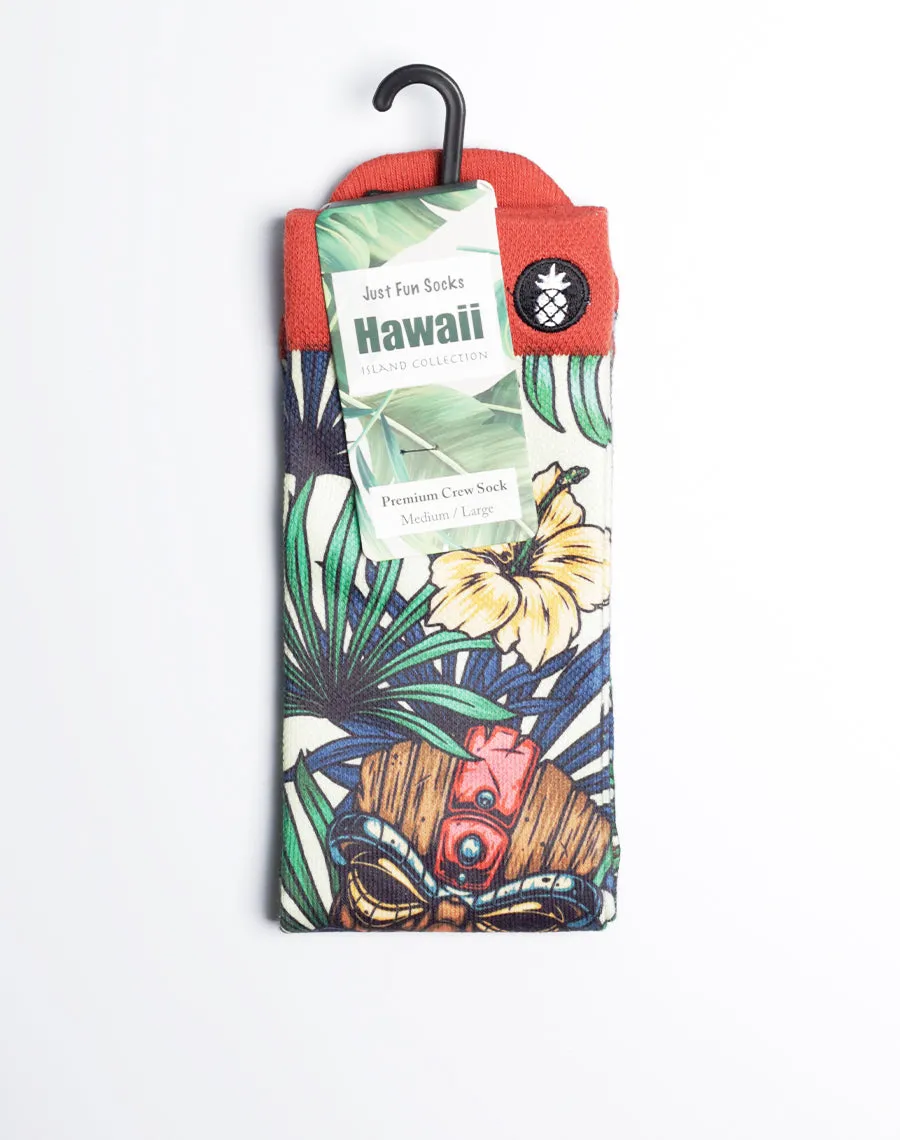 Tiki Tribe Floral Printed Multicolor Crew Socks