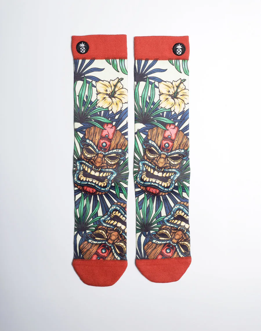 Tiki Tribe Floral Printed Multicolor Crew Socks