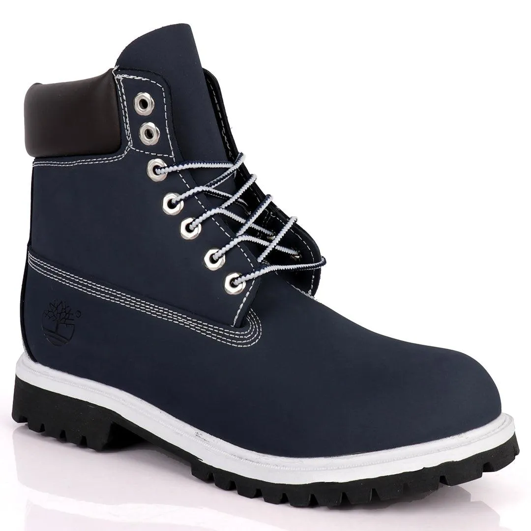 Tim Adventure 6 Inch Leather Boots Navy Blue White