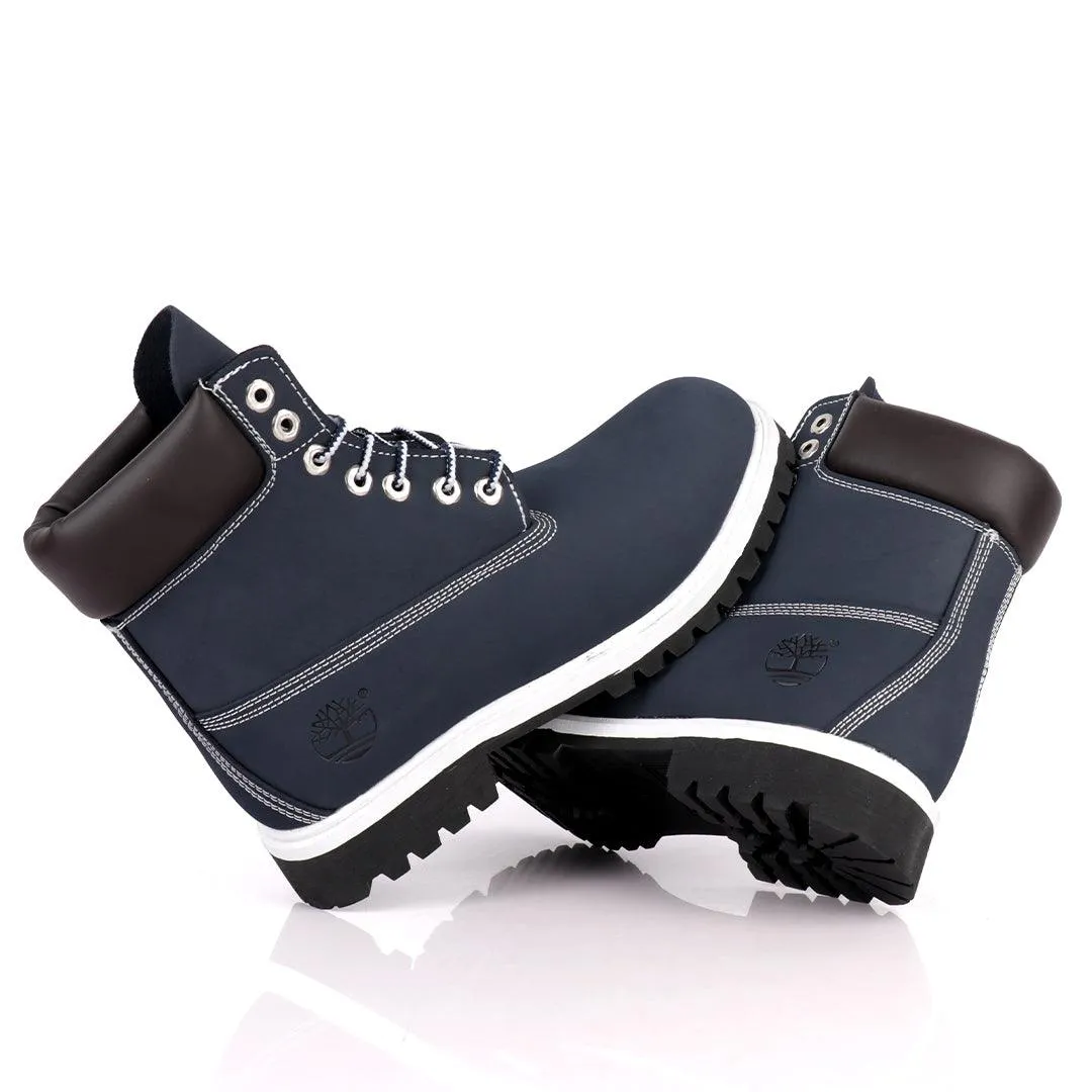 Tim Adventure 6 Inch Leather Boots Navy Blue White