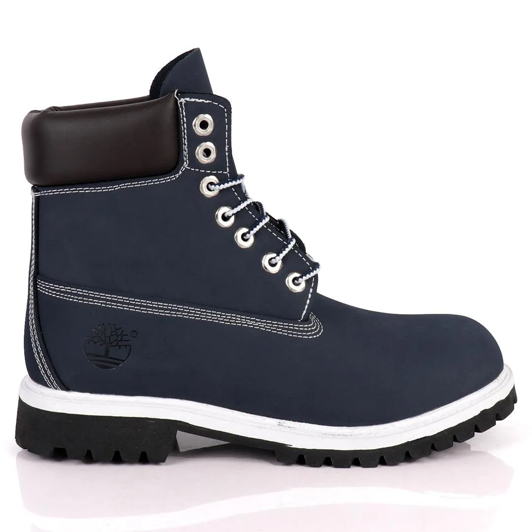 Tim Adventure 6 Inch Leather Boots Navy Blue White