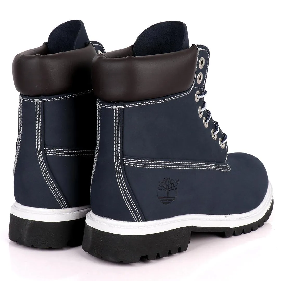 Tim Adventure 6 Inch Leather Boots Navy Blue White