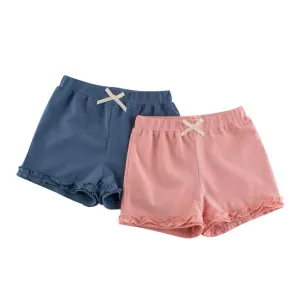 Toddler Girls Cotton Shorts in Pink and Blue
