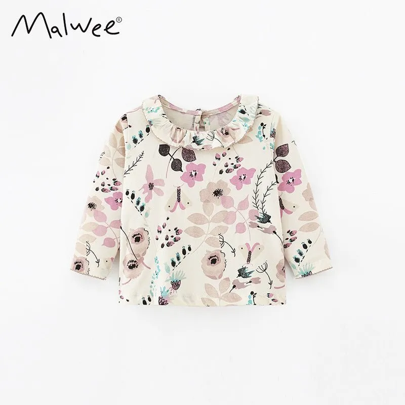 Toddler/Kid Girl Mixed Floral Prints Collared Long Sleeve Shirt