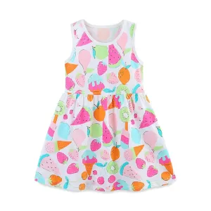 Toddler/Kid Girl's Colorful Fruit Print Sleeveless Dress