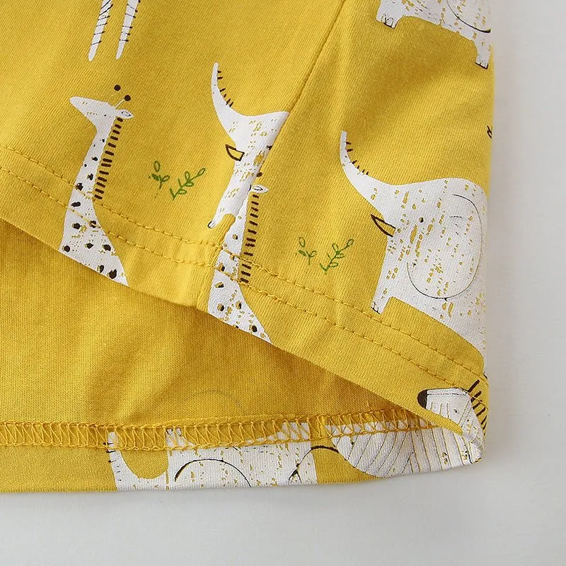 Toddler/Kid Girl's Cute Giraffes, Zebras, Elephants Print Dress