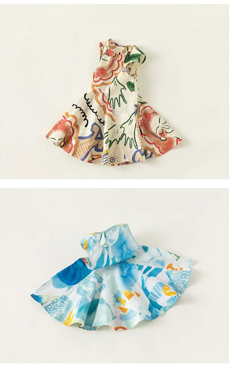 Toddler/Kid Girl's Cute Graffiti Design Sleeveless A-Line Dress