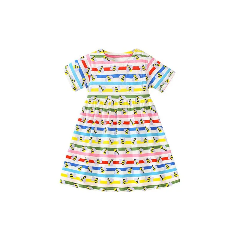 Toddler/Kid Girl's Honeybee Print Design Cotton Dress