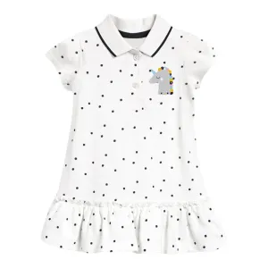 Toddler/Kid Girl's Short Sleeve Cartoon Unicorn Print Black Spot Polo Dress
