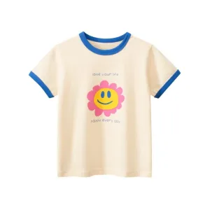 Toddler/Kid Girl's Short Sleeve Happy Sunflower Print Design T-Shirt